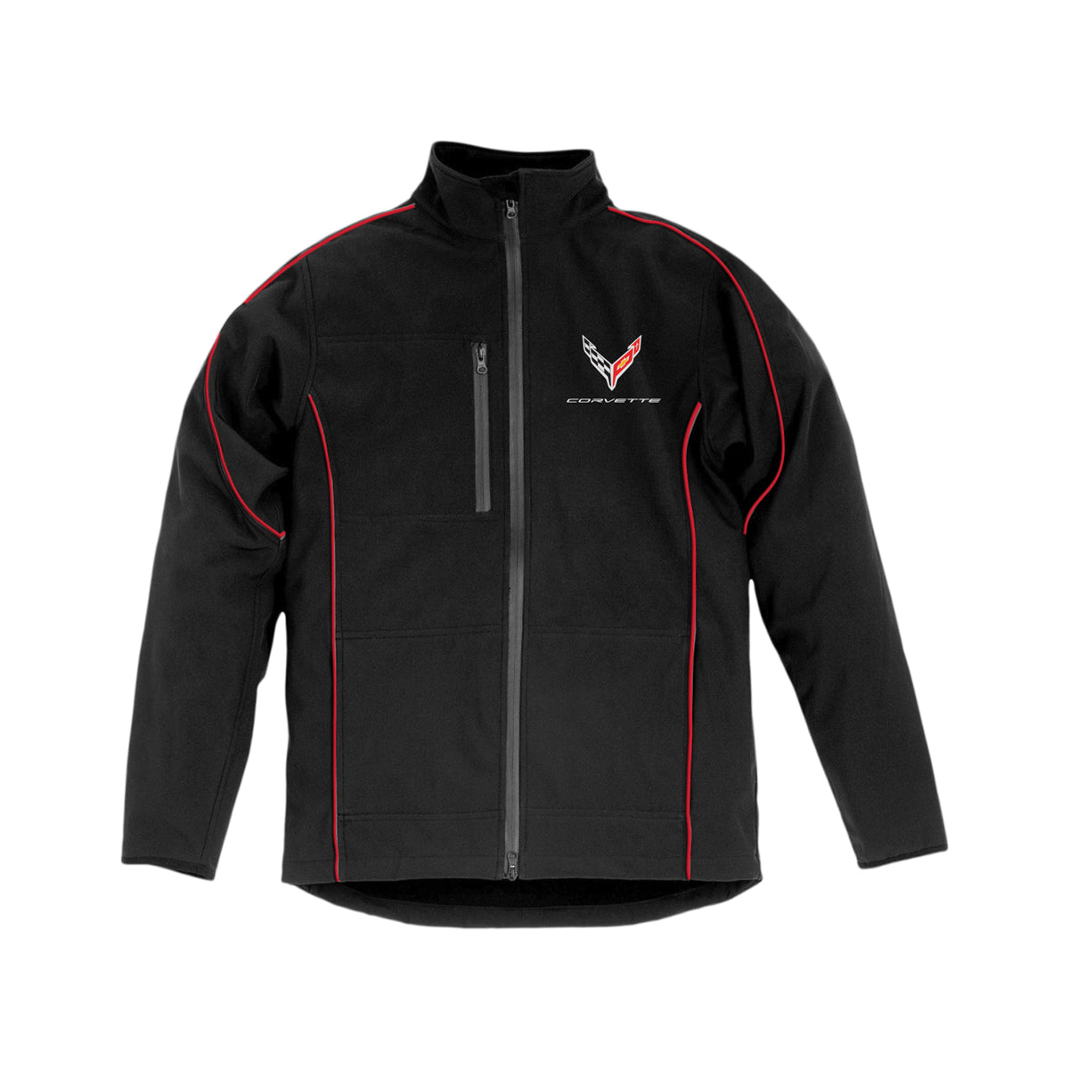 Corvette Black/Red Piping Softshell Jacket