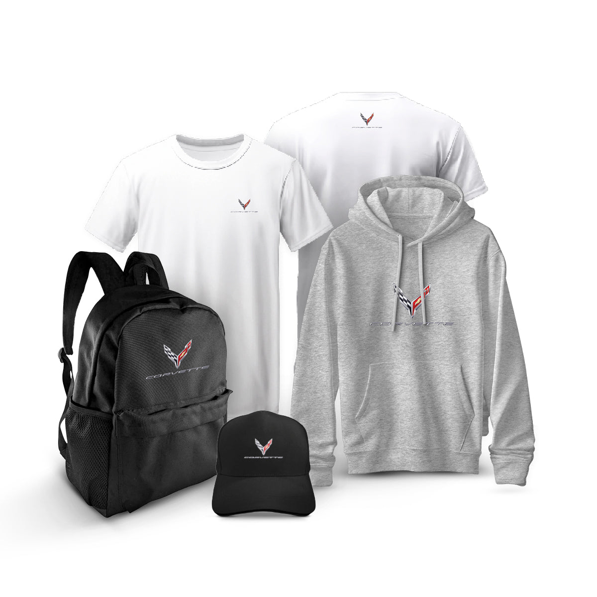 Corvette T-shirt, Hoodie, Cap & Backpack Bundle