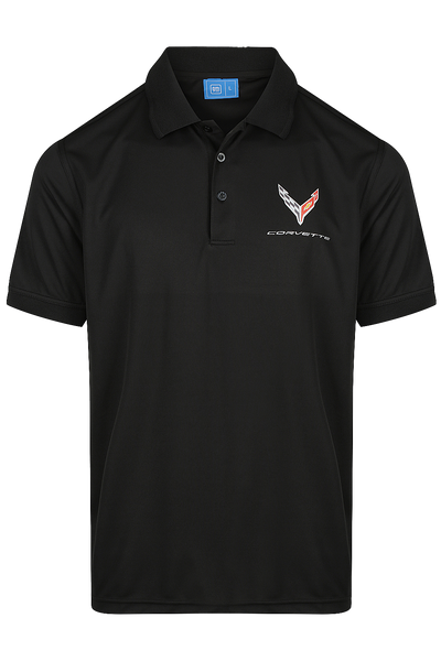 Mens Corvette Polo Shirts Performance Black