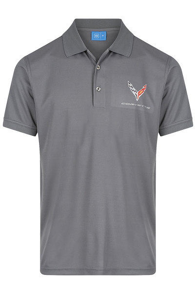 Mens Corvette Polo Shirts Performance Grey